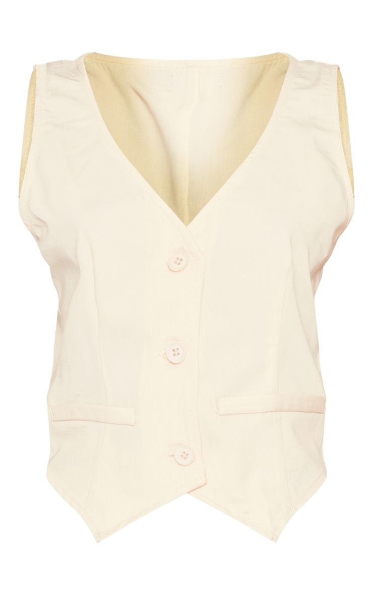 Stone Woven Button Front Vest image 5