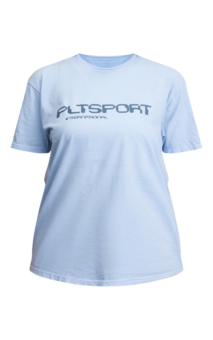 PRETTYLITTLETHING T-shirt de sport bleu délavé imprimé image 5