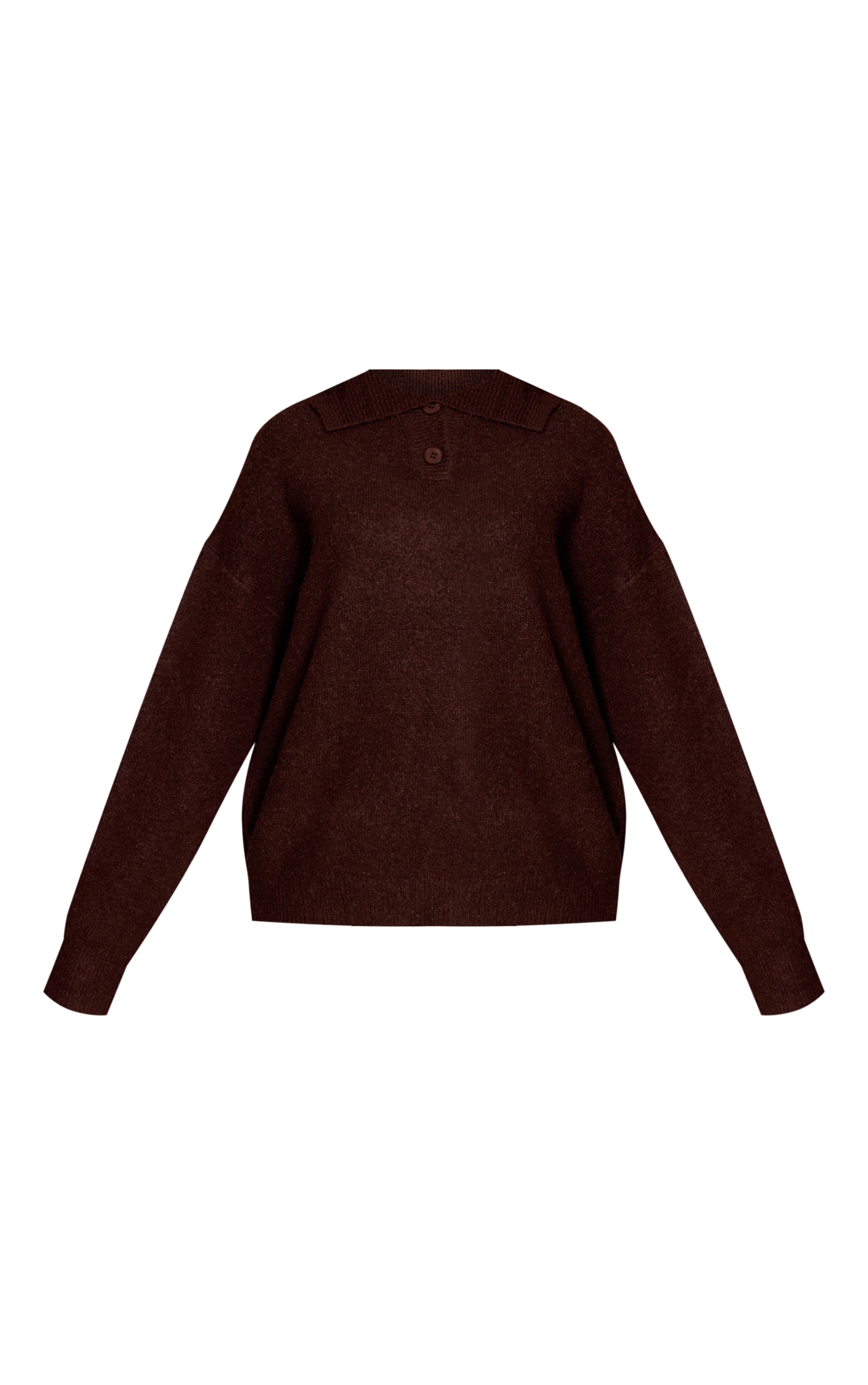 Petite Brown Collared Button Up Knitted Sweater image 5