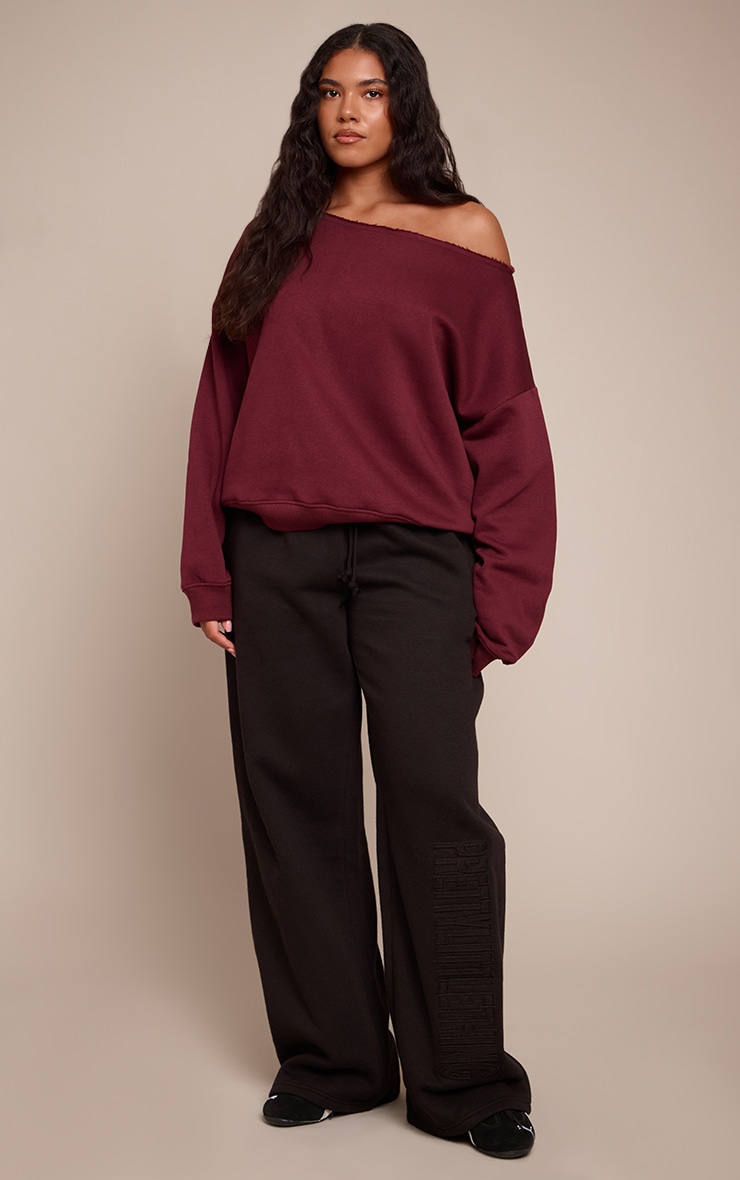 Shape Burgundy Sweat Raw Edge Slouch Sweatshirt image 3
