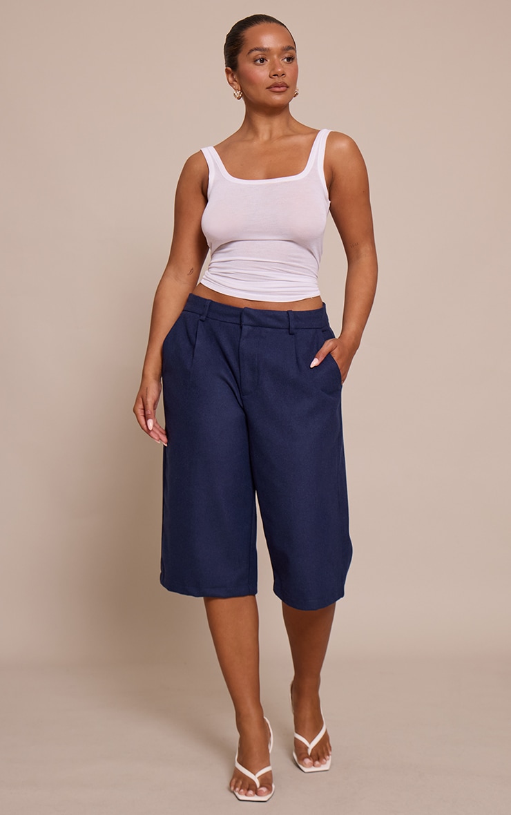 Shape Navy Wool-Look Long Line Shorts image 4