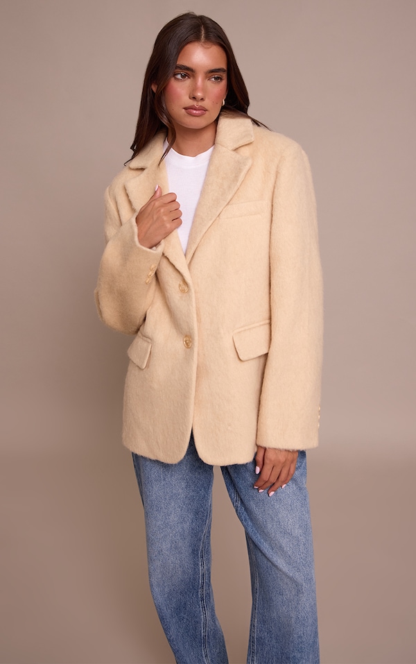 Buttercream Brushed Wool Look Oversized Blazer