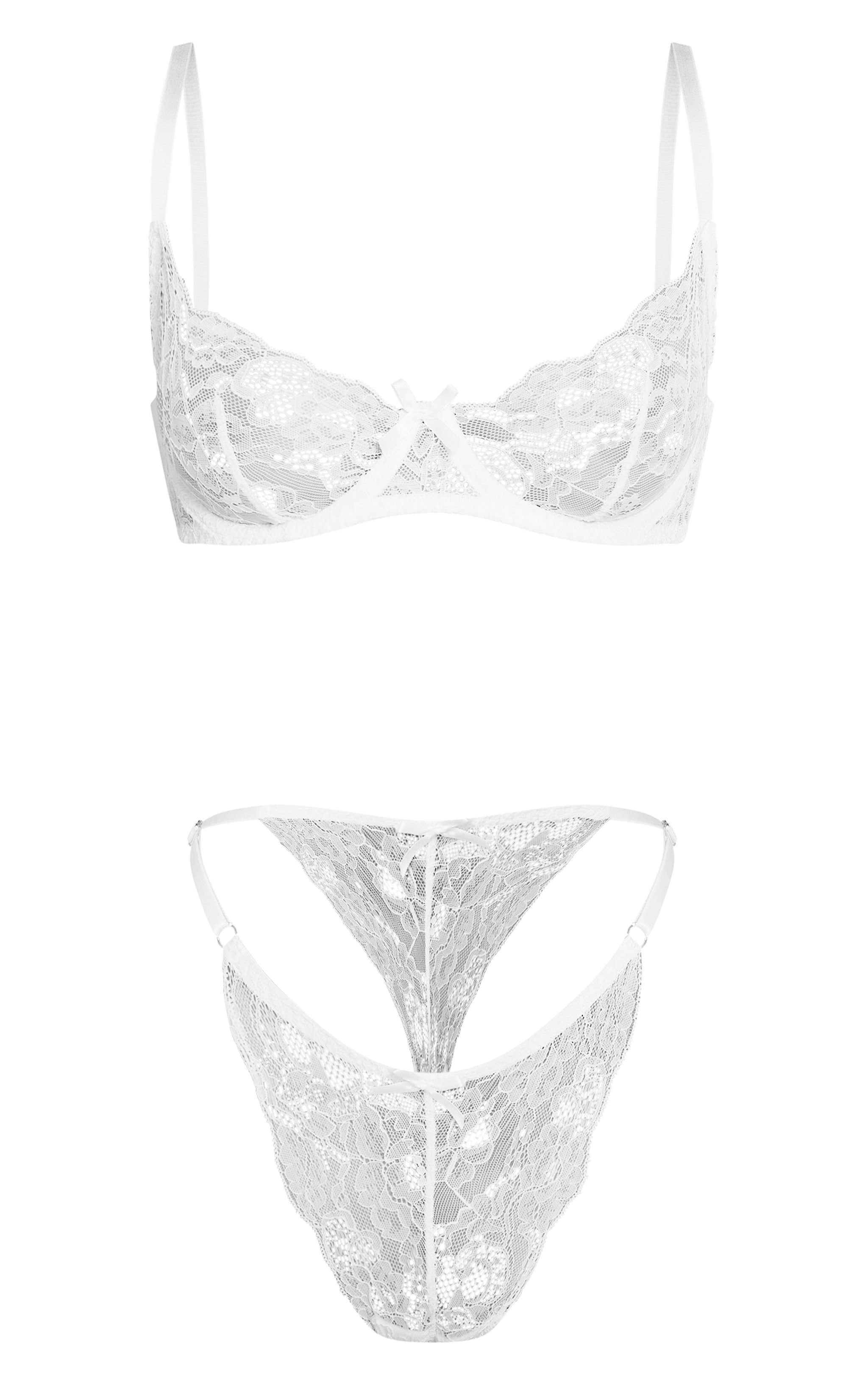 White Lace Underwire Lingerie Set image 5