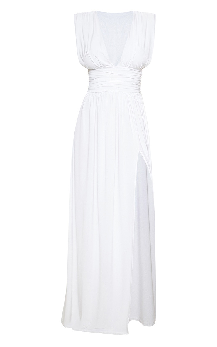 white polyester maxi dress