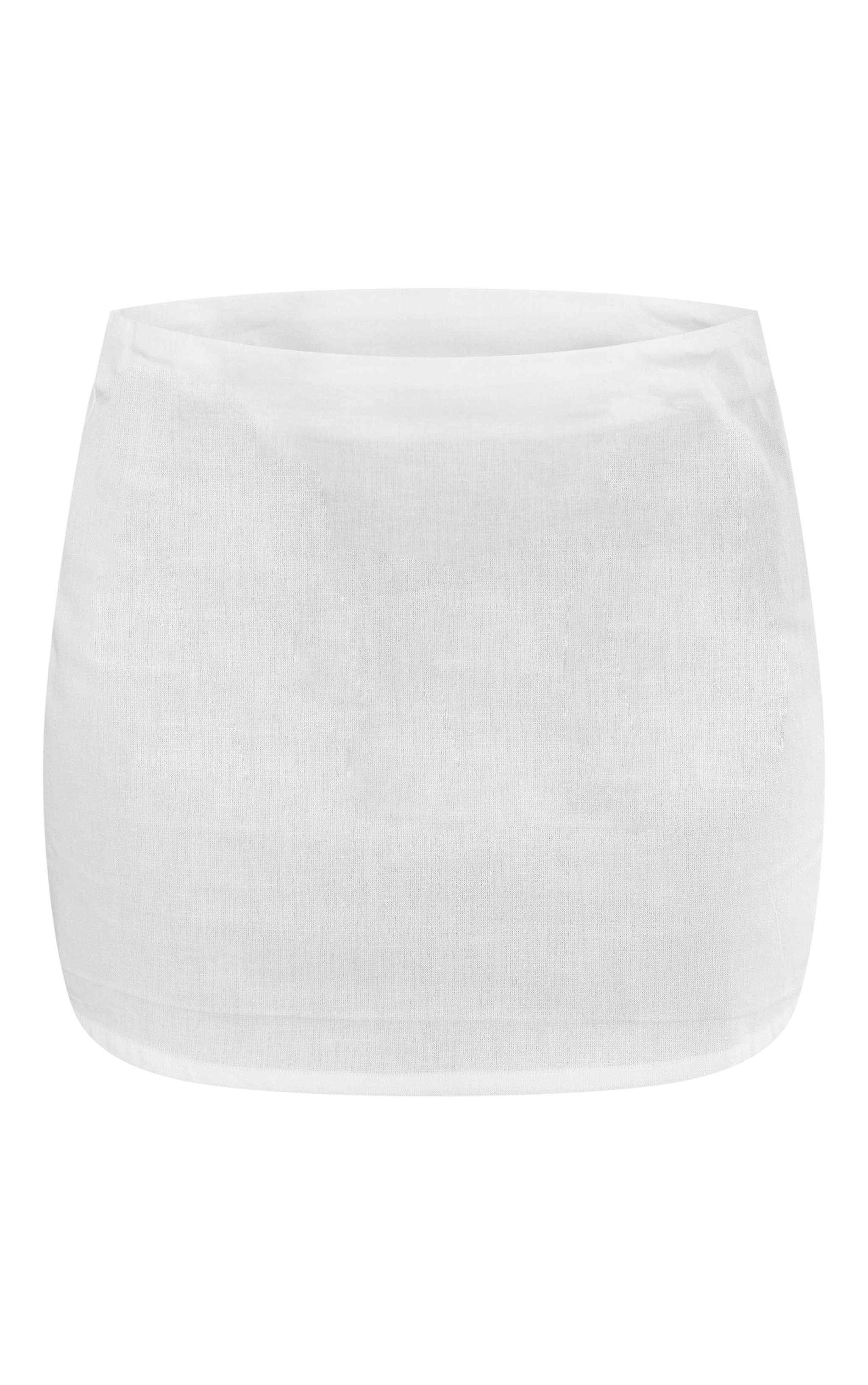 White Linen Look Low Rise Micro Mini Skirt image 6