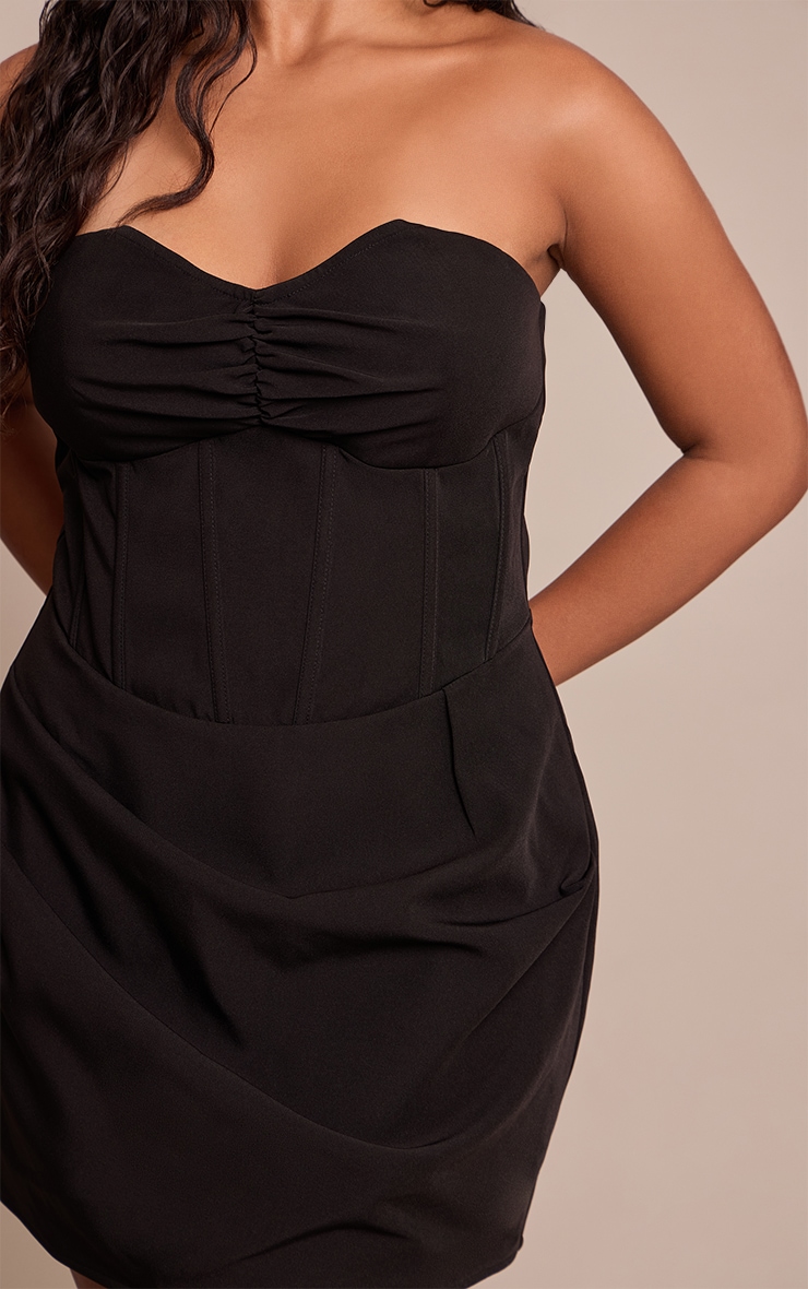 Shape Black Ruched Corset Bandeau Mini Dress image 4
