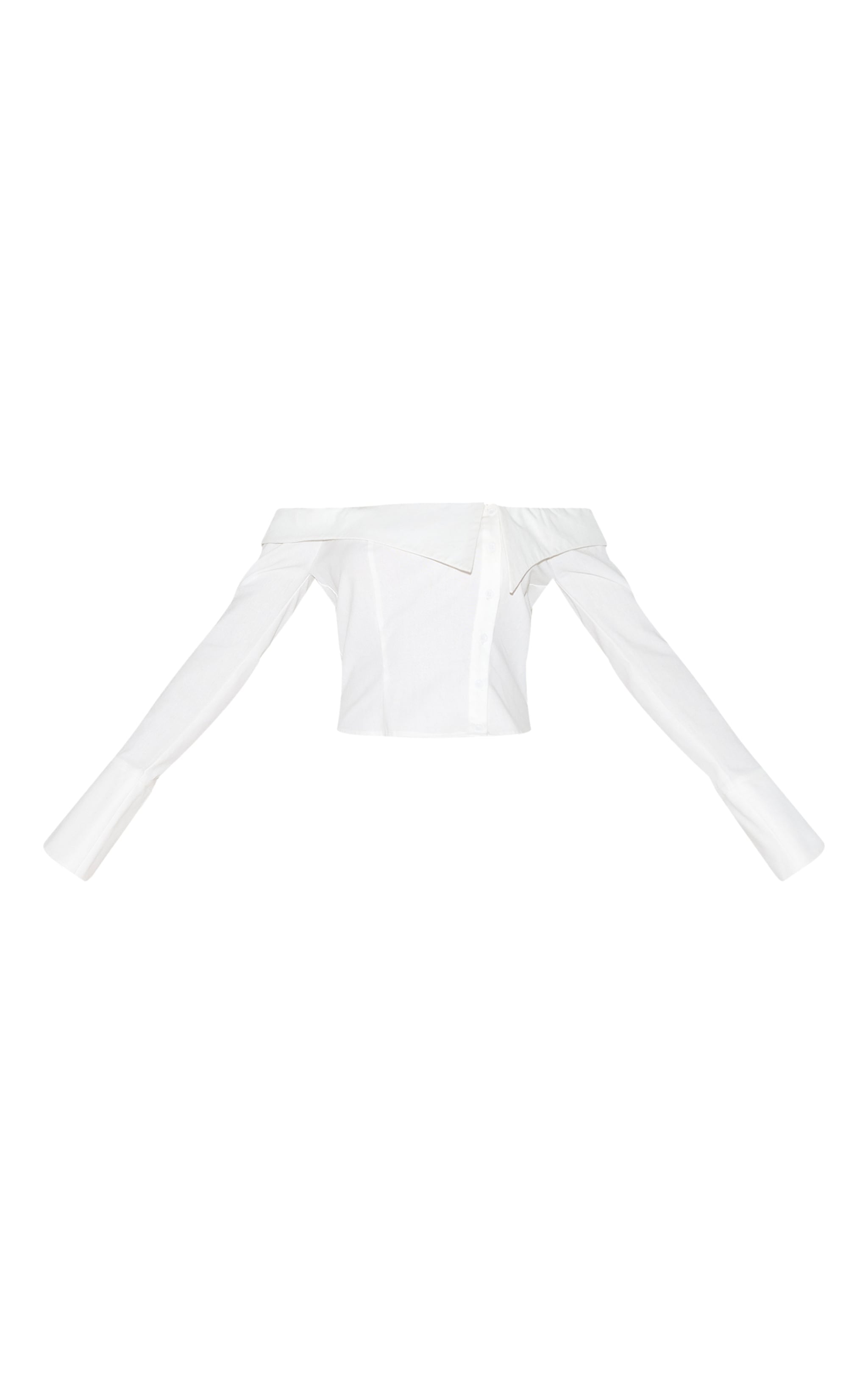 White Linen Blend Bardot Button Up Shirt image 5