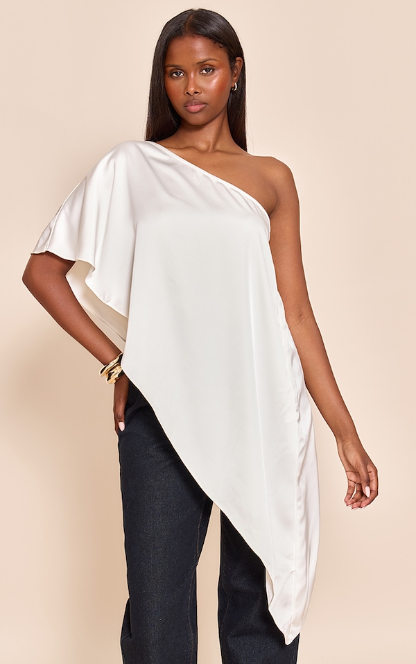 Cream Satin Floaty Long Top