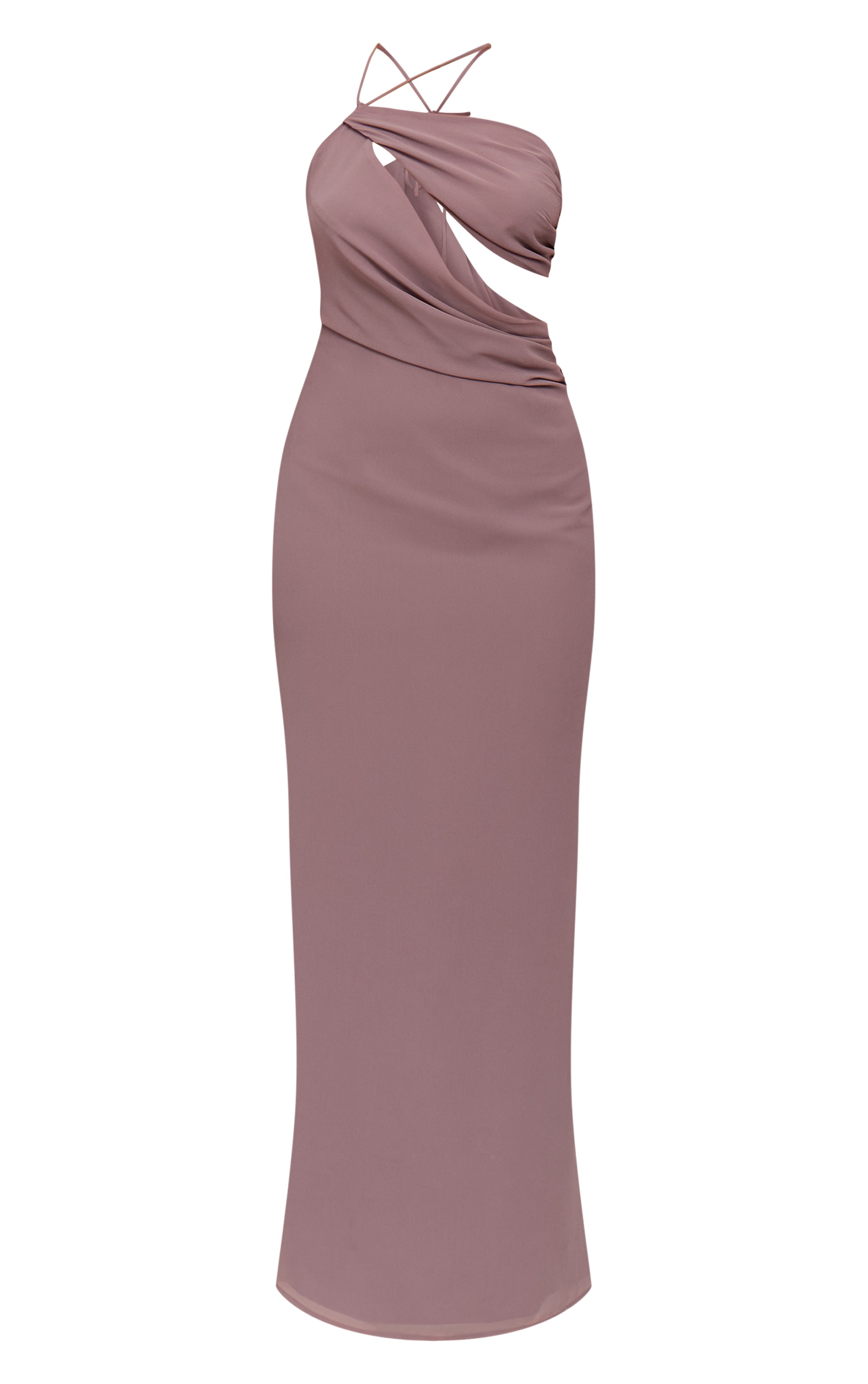 Mushroom Chiffon Cut Out Draped Maxi Dress image 5