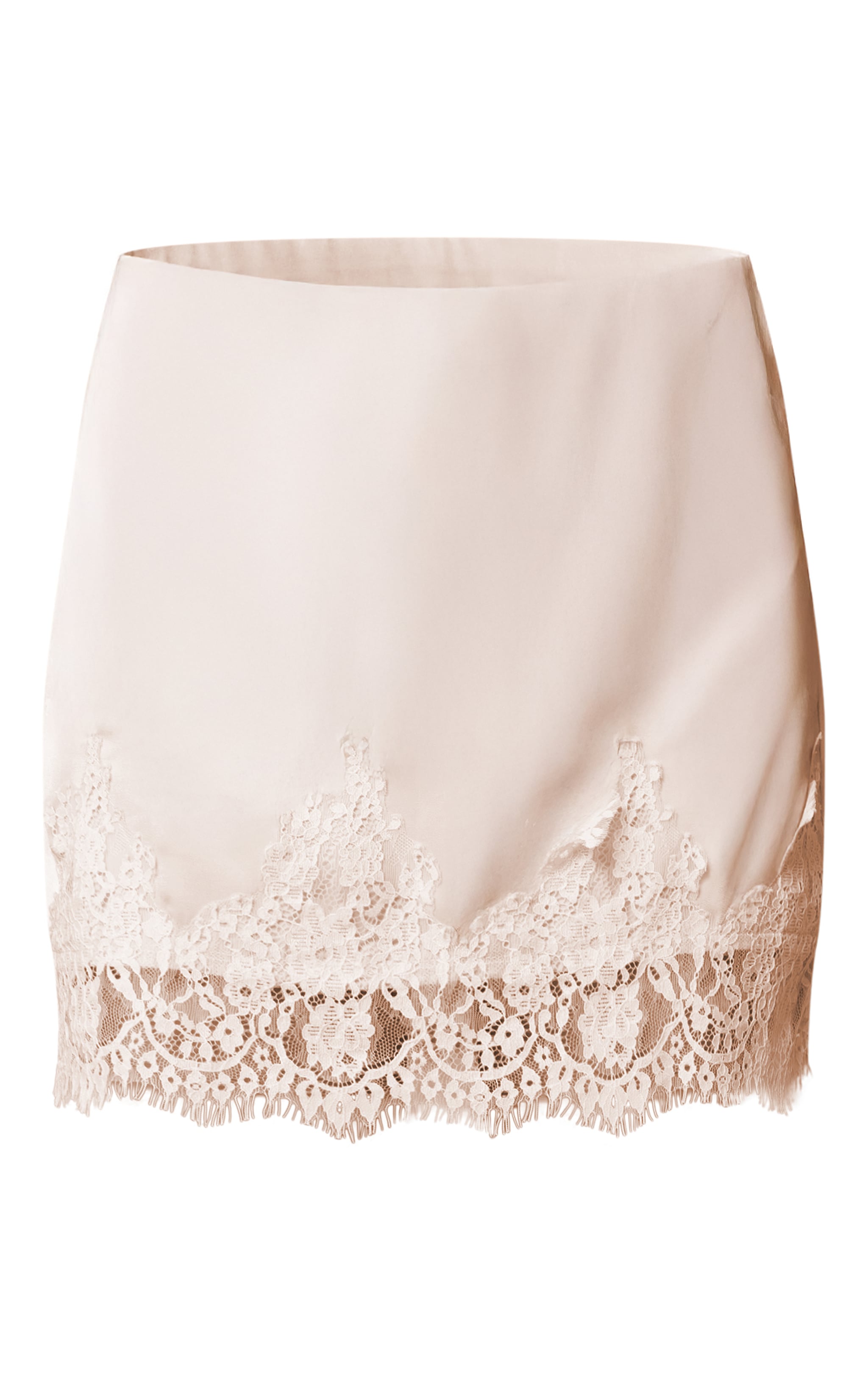 Mini-jupe satinée crème à bordure en dentelle image 6