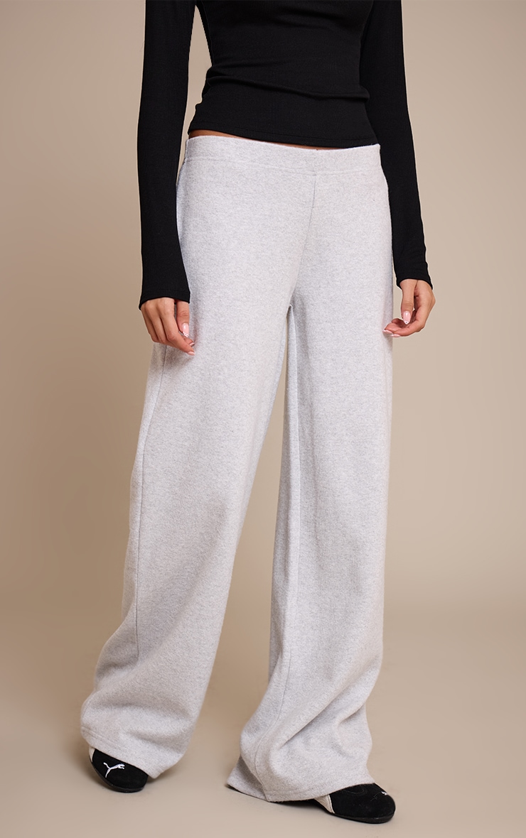 Grey Heavy Rib Wide Leg Pant image 2