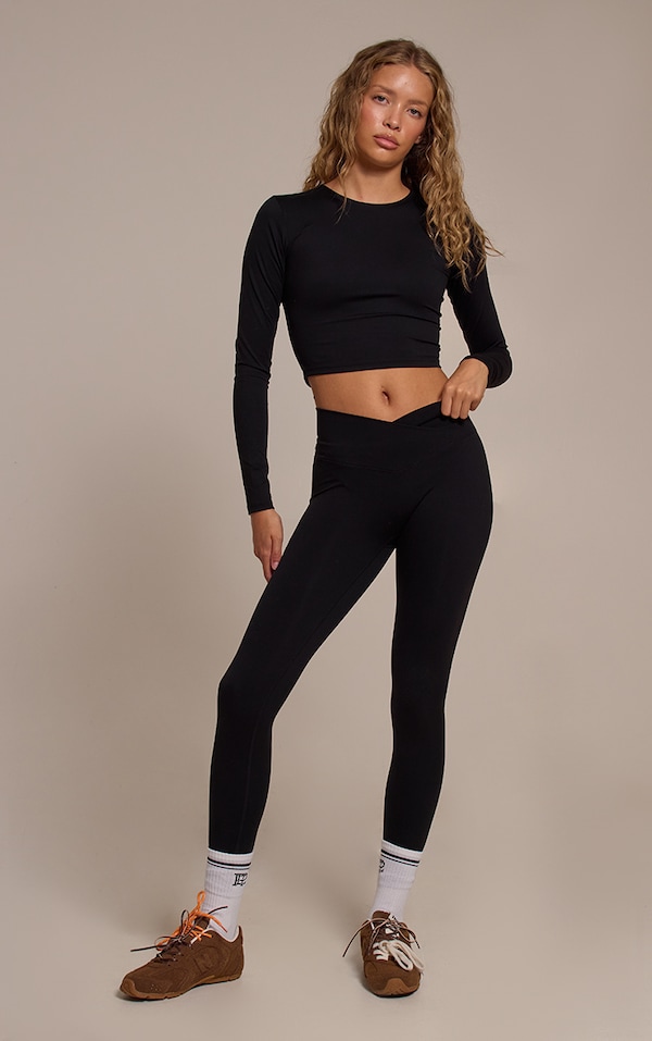Black Sculpt Wrap Waist Gym Leggings