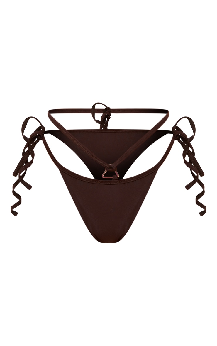 Bas de maillot de bain chocolat à lanières et empiècement triangle image 5