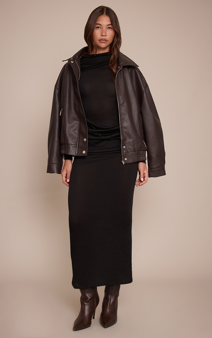 Black Wrap Details Long Sleeve Maxi Dress image 3