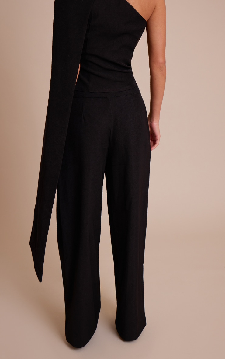 Black Tailored Woven Seam Detail Pants image 3