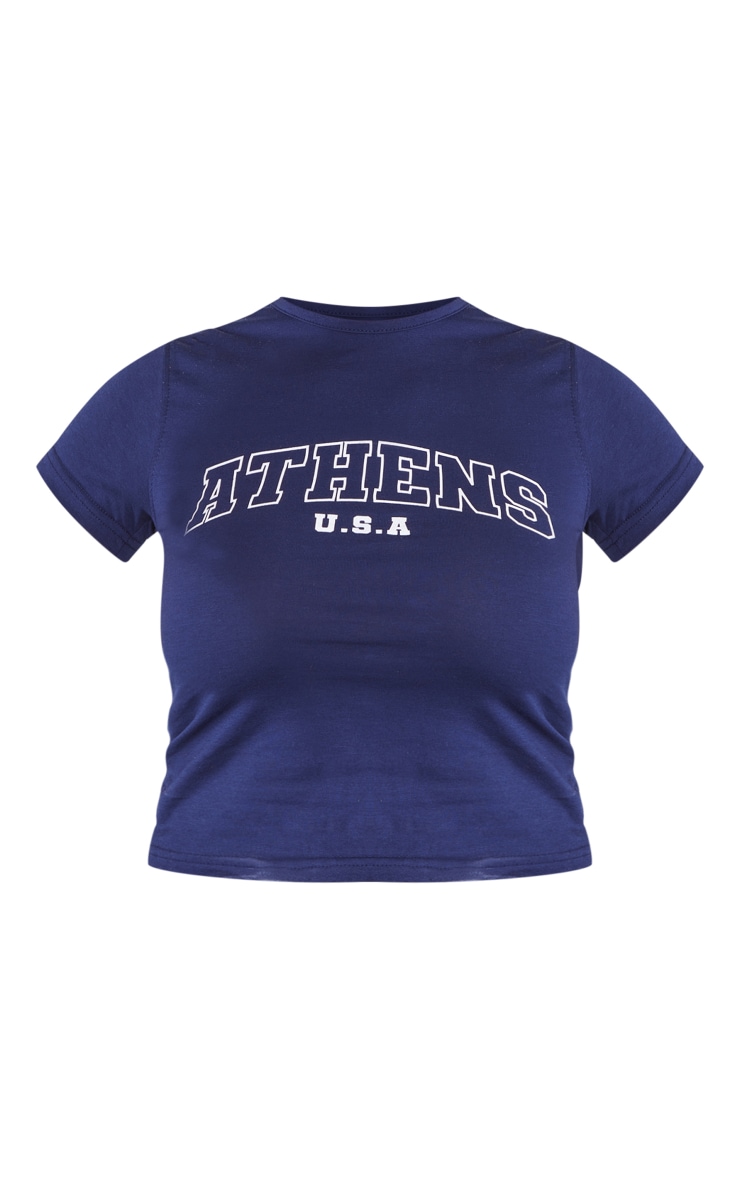 Navy Athens USA Printed Fitted T Shirt image 5