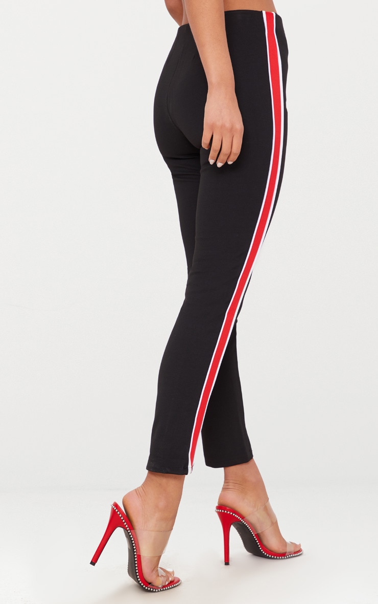 Red Side Stripe Stretch Leggings image 4