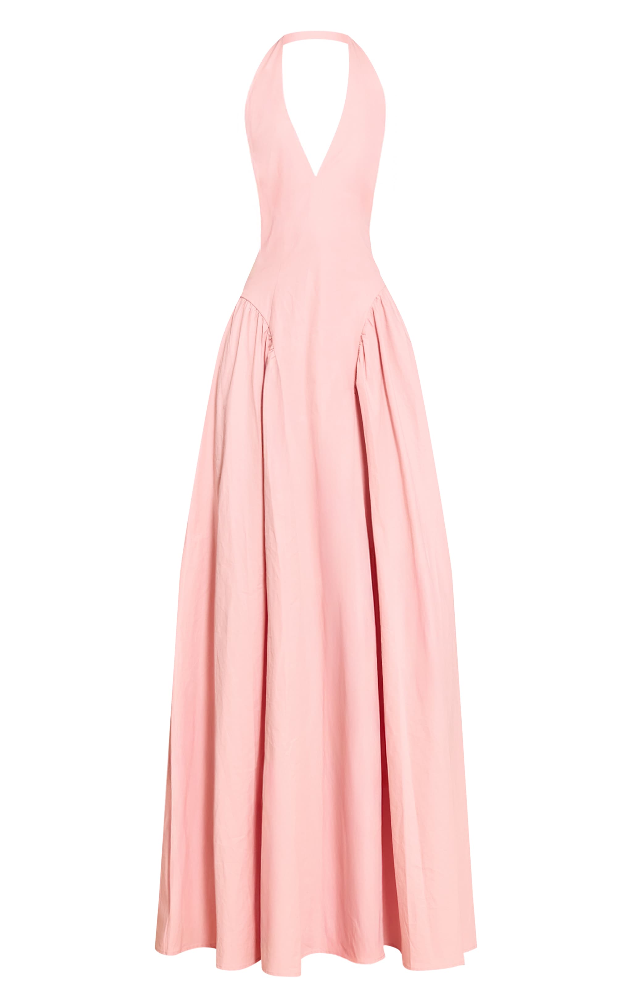 Light Pink Woven Halterneck Plunge Midaxi Dress image 5