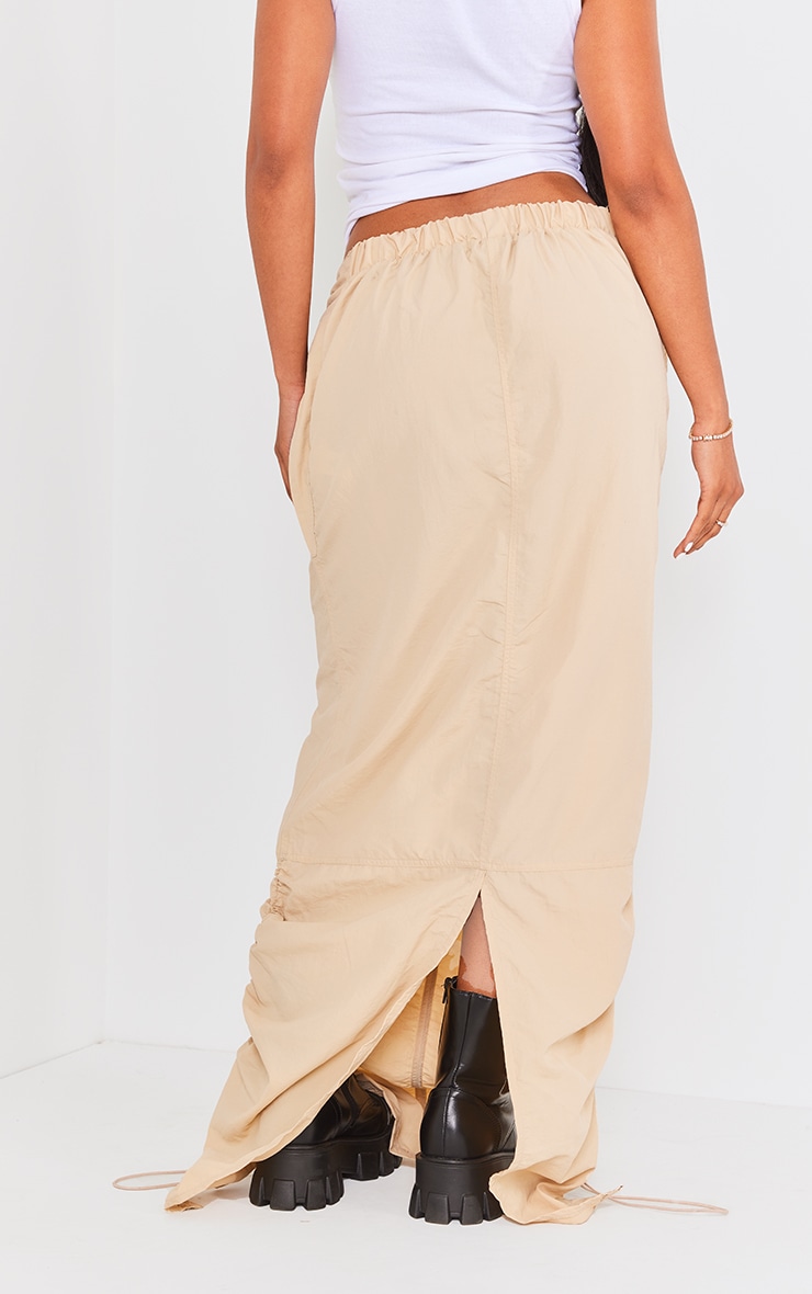 Ecru Ruched Hem Maxi Cargo Skirt image 3