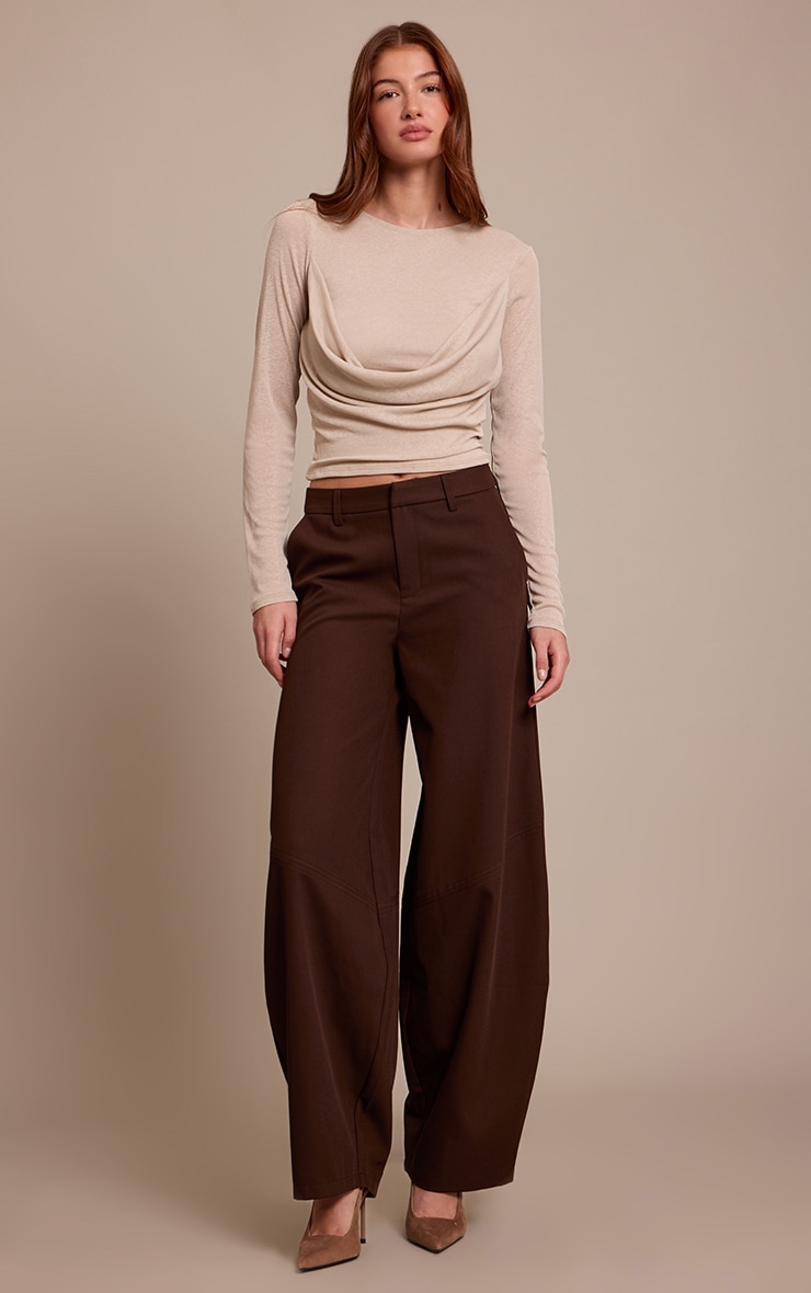 Chocolate Seam Detail Woven Balloon Pants image 1