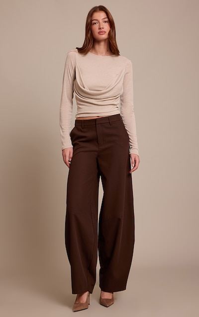 Chocolate Seam Detail Woven Balloon Pants