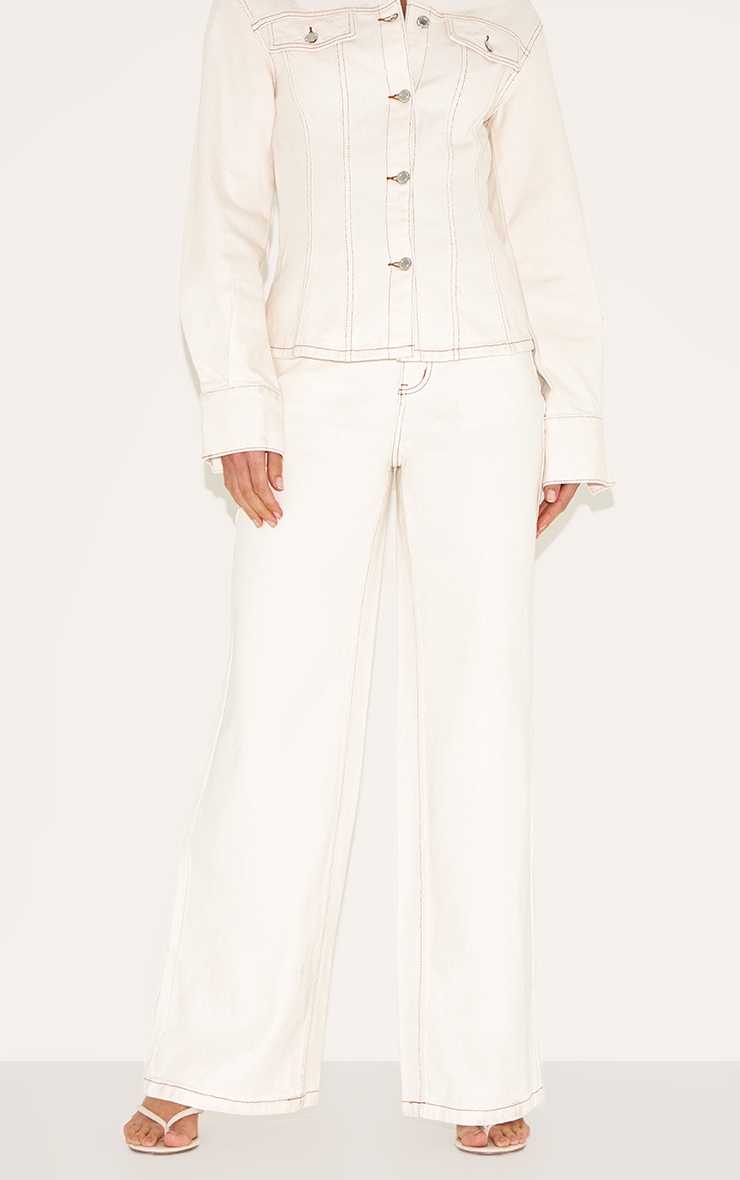Tall Ecru High Waist Wide Leg Jeans image 2