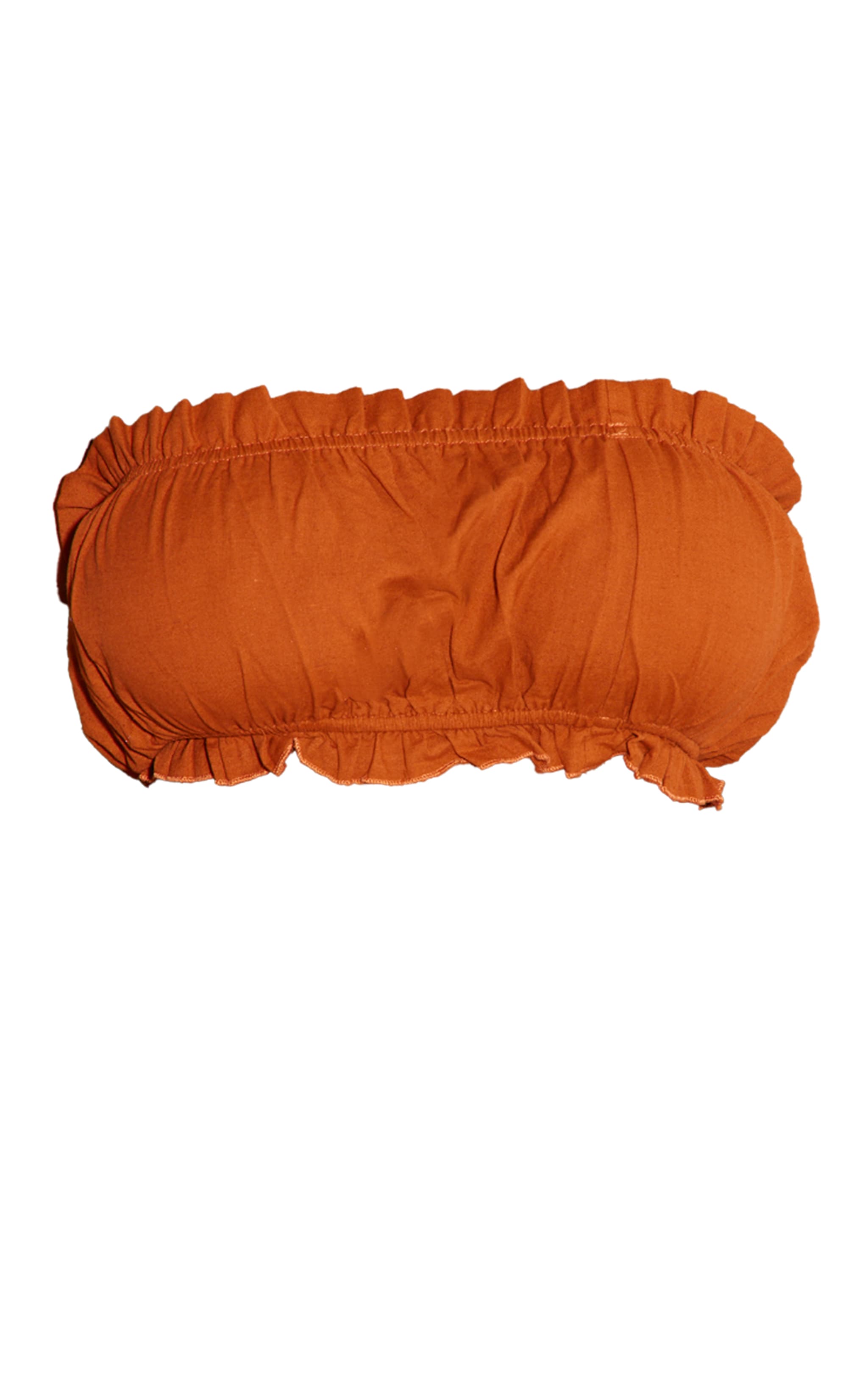 Plus Rust Linen Look Ruffle Hem Bandeau Crop Top image 5