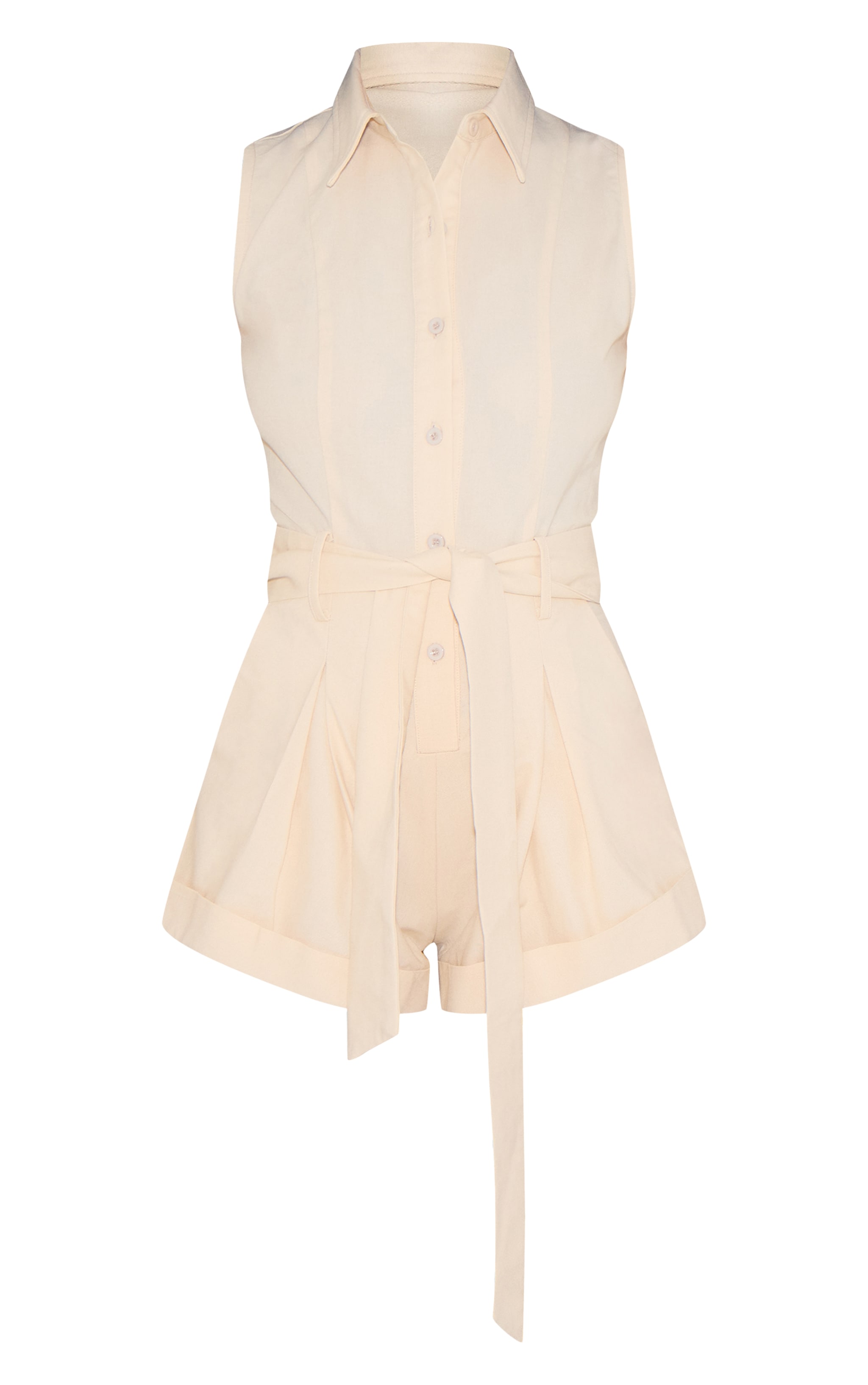 Cream Woven Sleeveless Pocket Detail Romper image 5