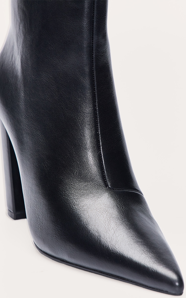 Bottines pointues noires à talon carré image 5