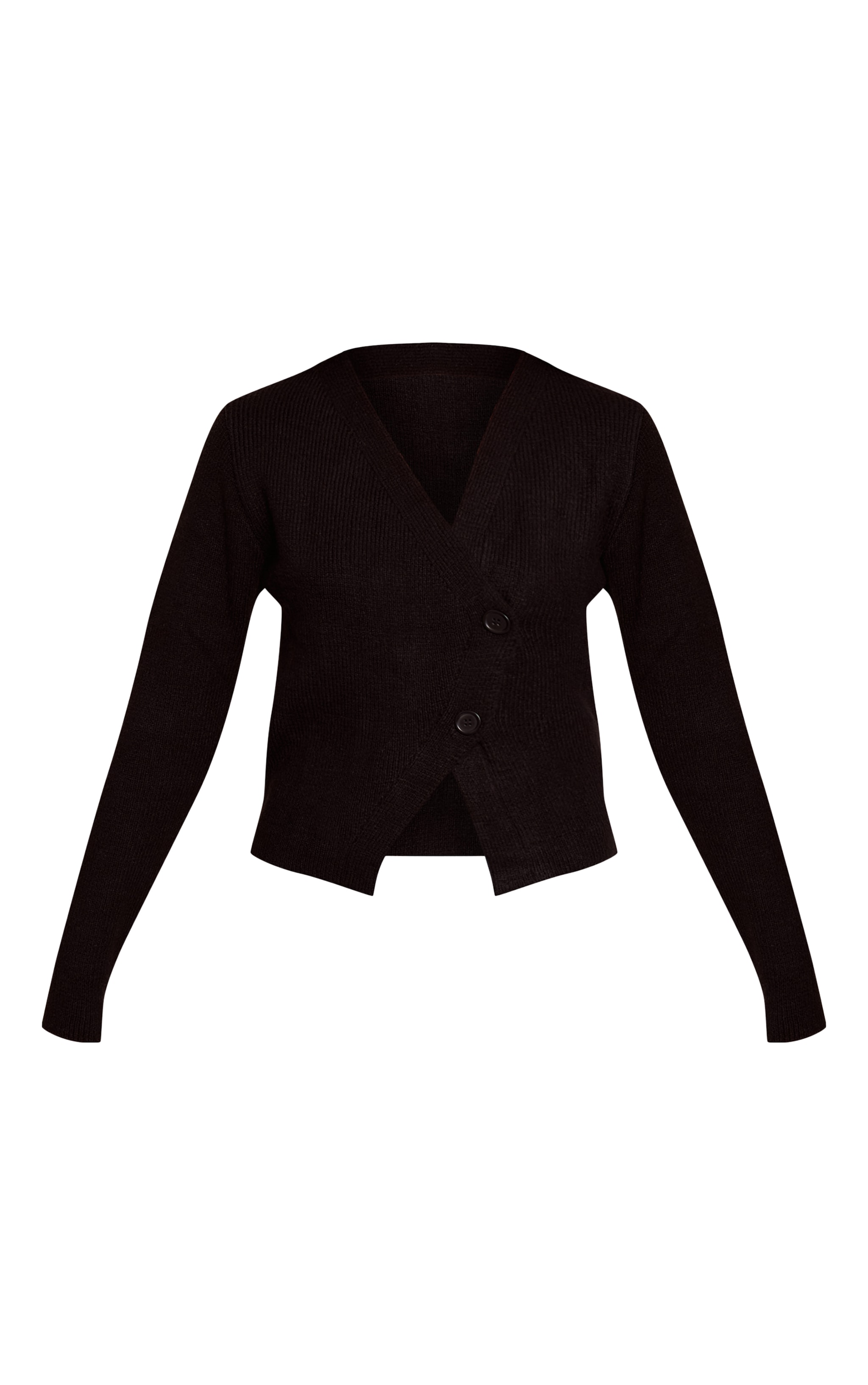 Cardigan en maille tricot noire à boutons asymétriques image 5