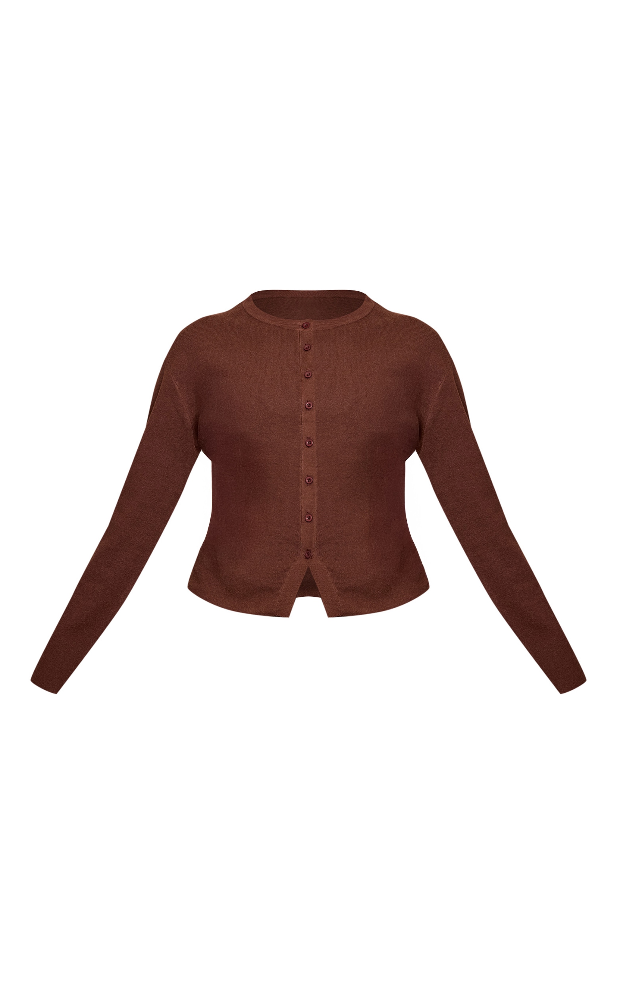 Plus Chocolate Button Down Long Sleeve Knitted Top image 5