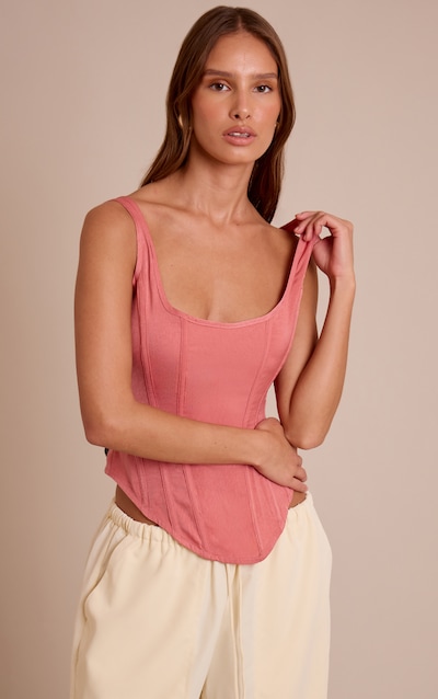 Blush Rose Textured Boned Dip Hem Longline Corset