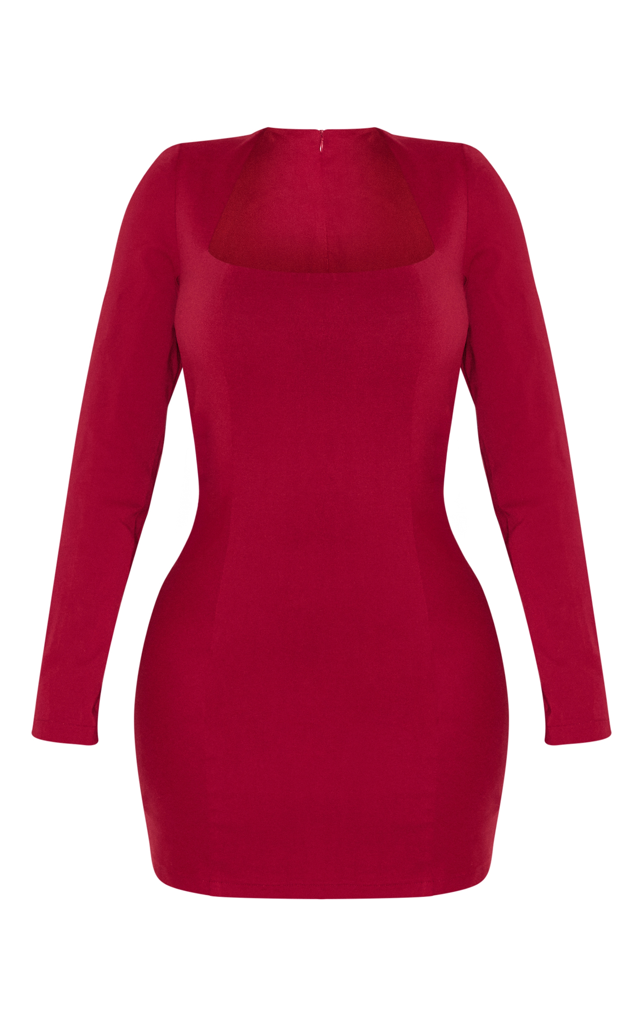 Shape Berry Stretch Woven Square Neck Long Sleeve Ruched Waist Mini Dress image 5