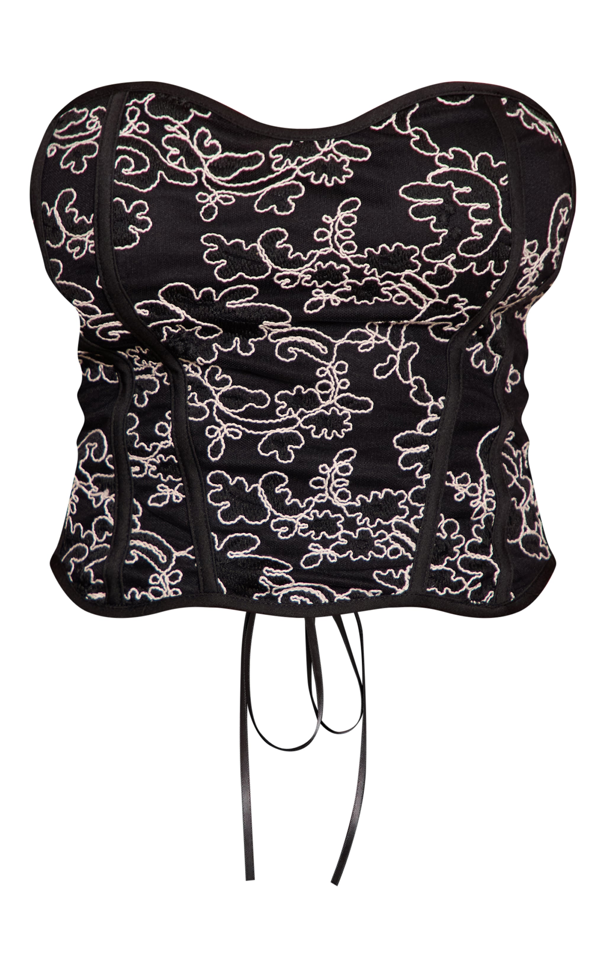 Black Textured Lace Back Corset image 5