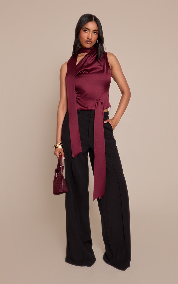 Plum Satin Drape Top image 3