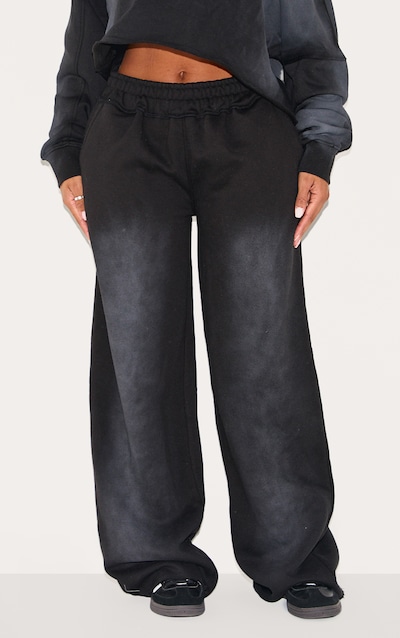 Shape Washed Black Distressed Waistband Wide Leg Sweatpants