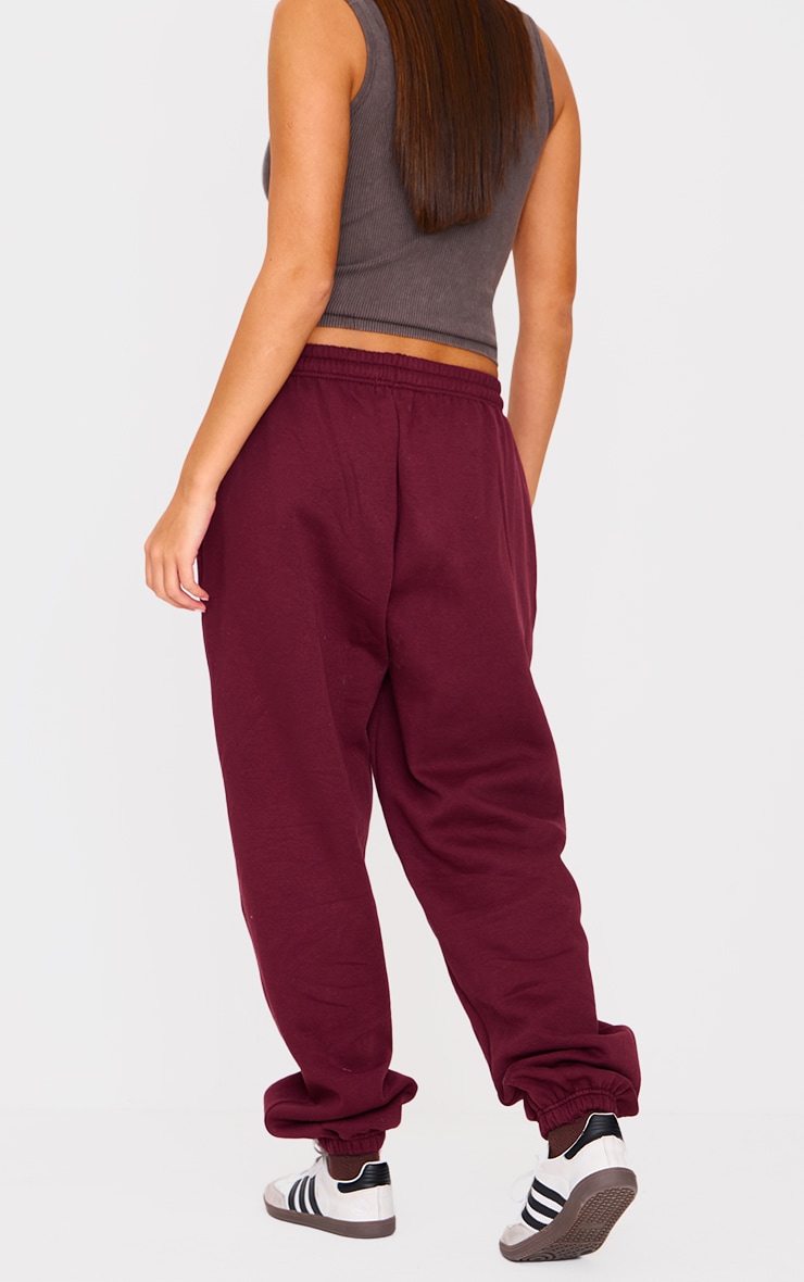 Burgundy Pintuck Detail Oversized Sweatpants image 3