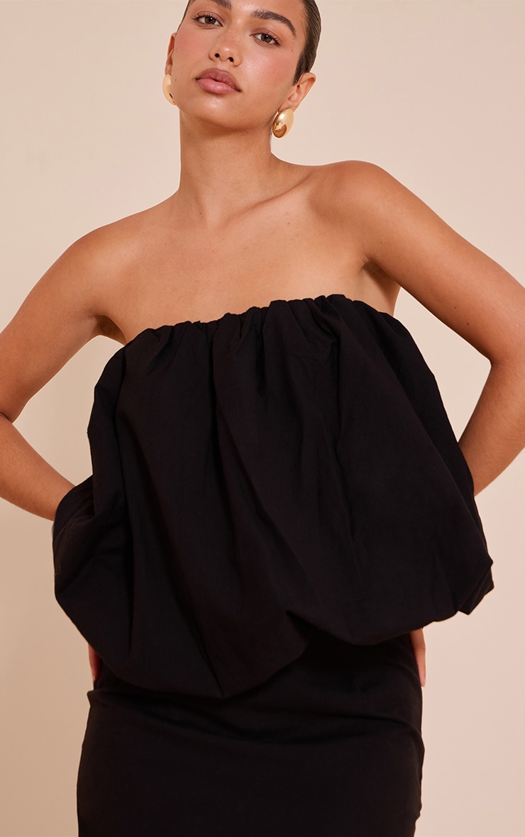 Black Ruched Longline Bandeau Top image 4
