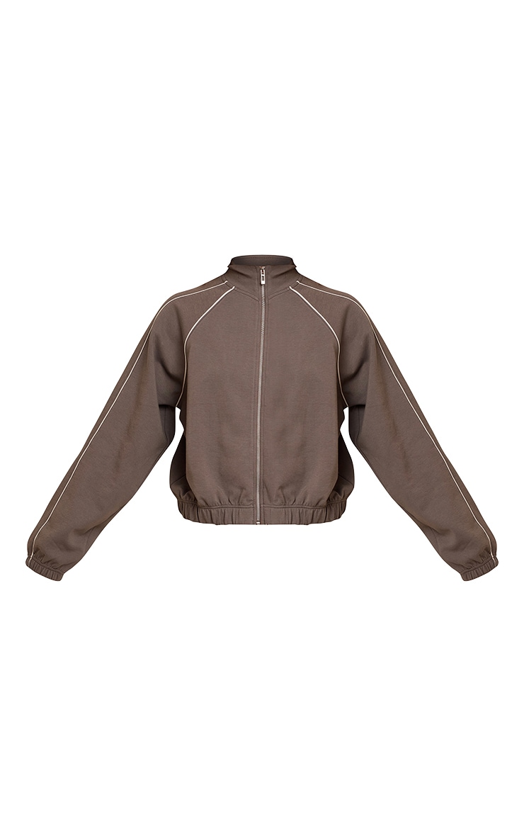 Charcoal Interlock Contrast Piping Bomber Sweatshirt image 5