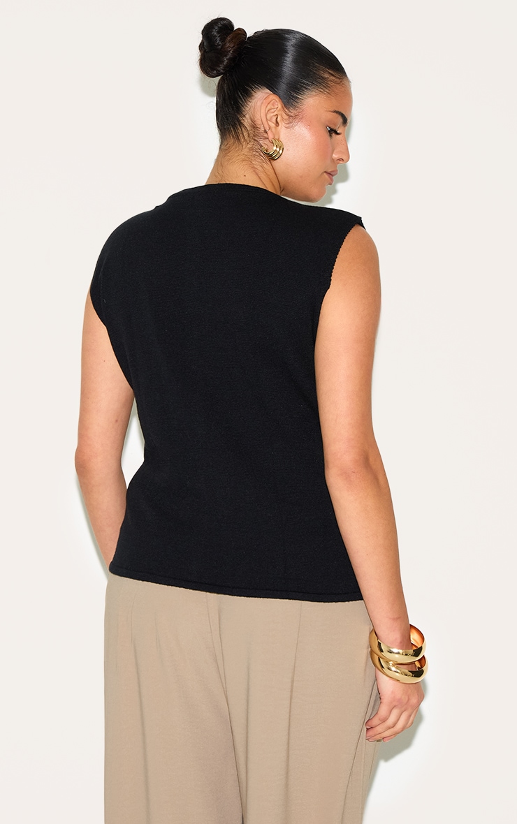 Plus Black Button Through Sleeveless Top image 2