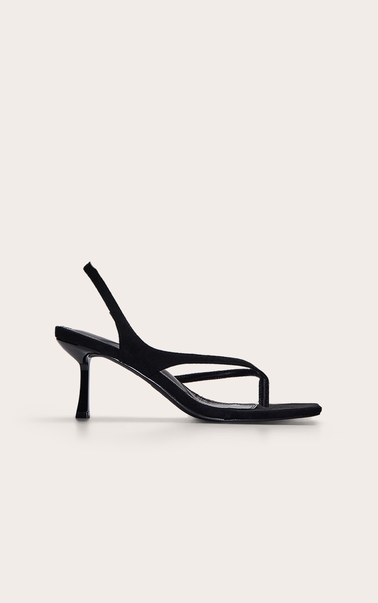 Black Toe Thong Square Toe Heeled Sandals image 2