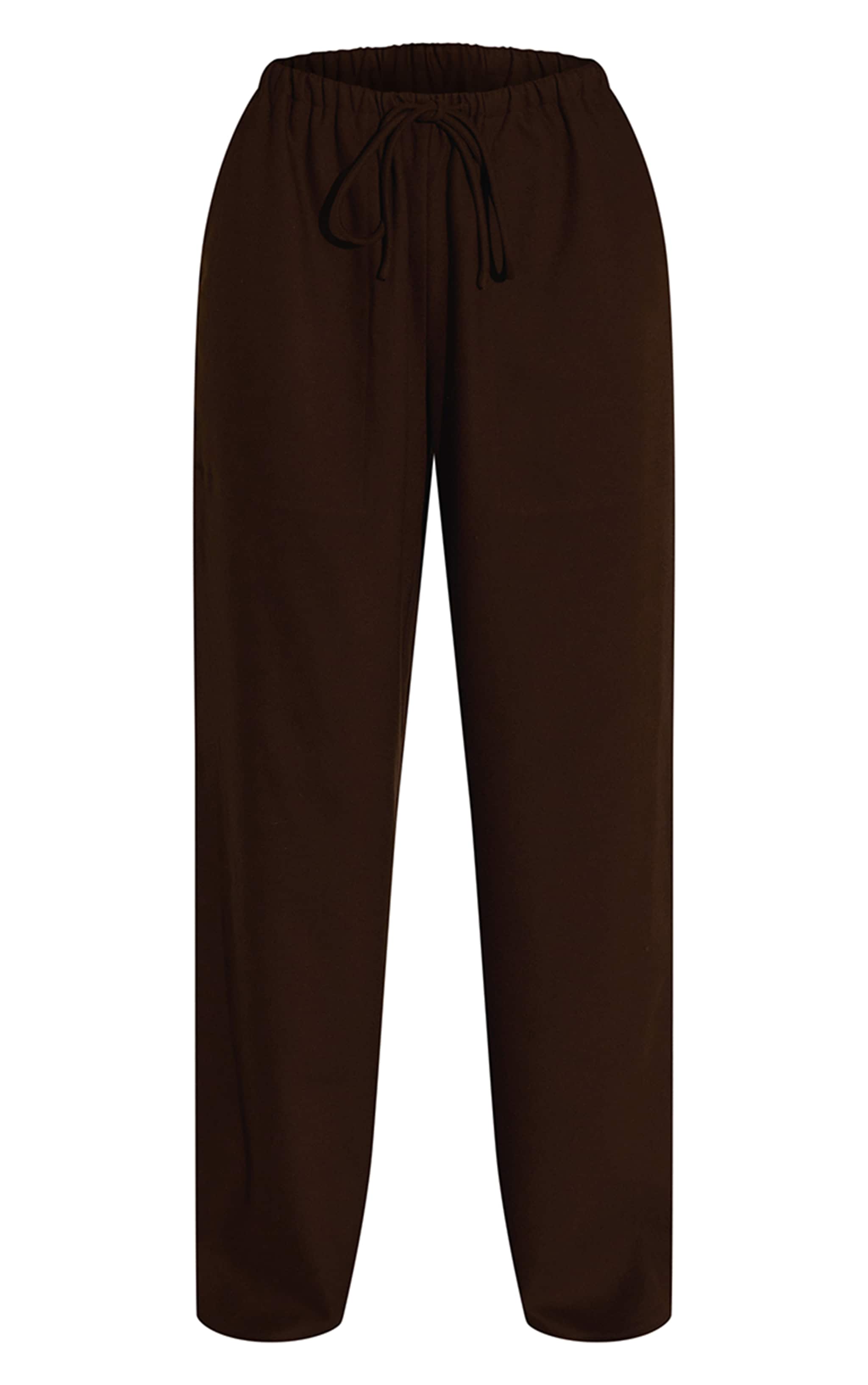 Chocolate Brushed Tailored Drawstring Low Rise Pants image 5