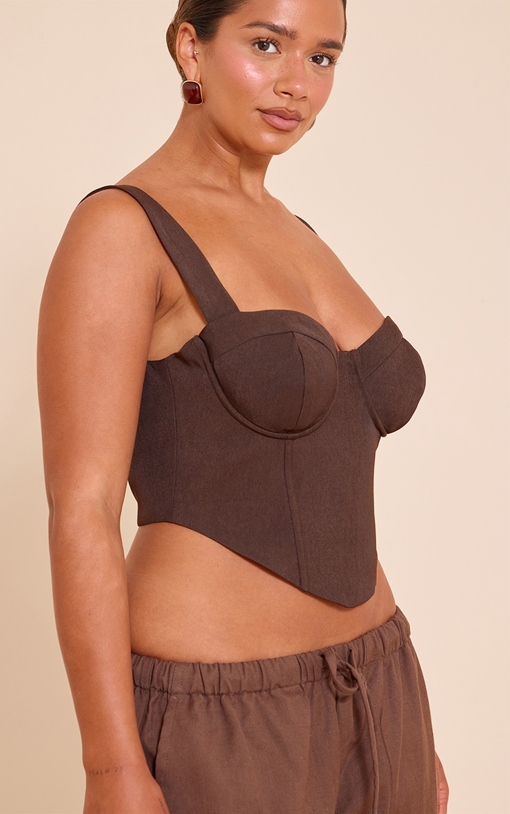 Shape deep chocolate Woven Corseted Crop Top image 4