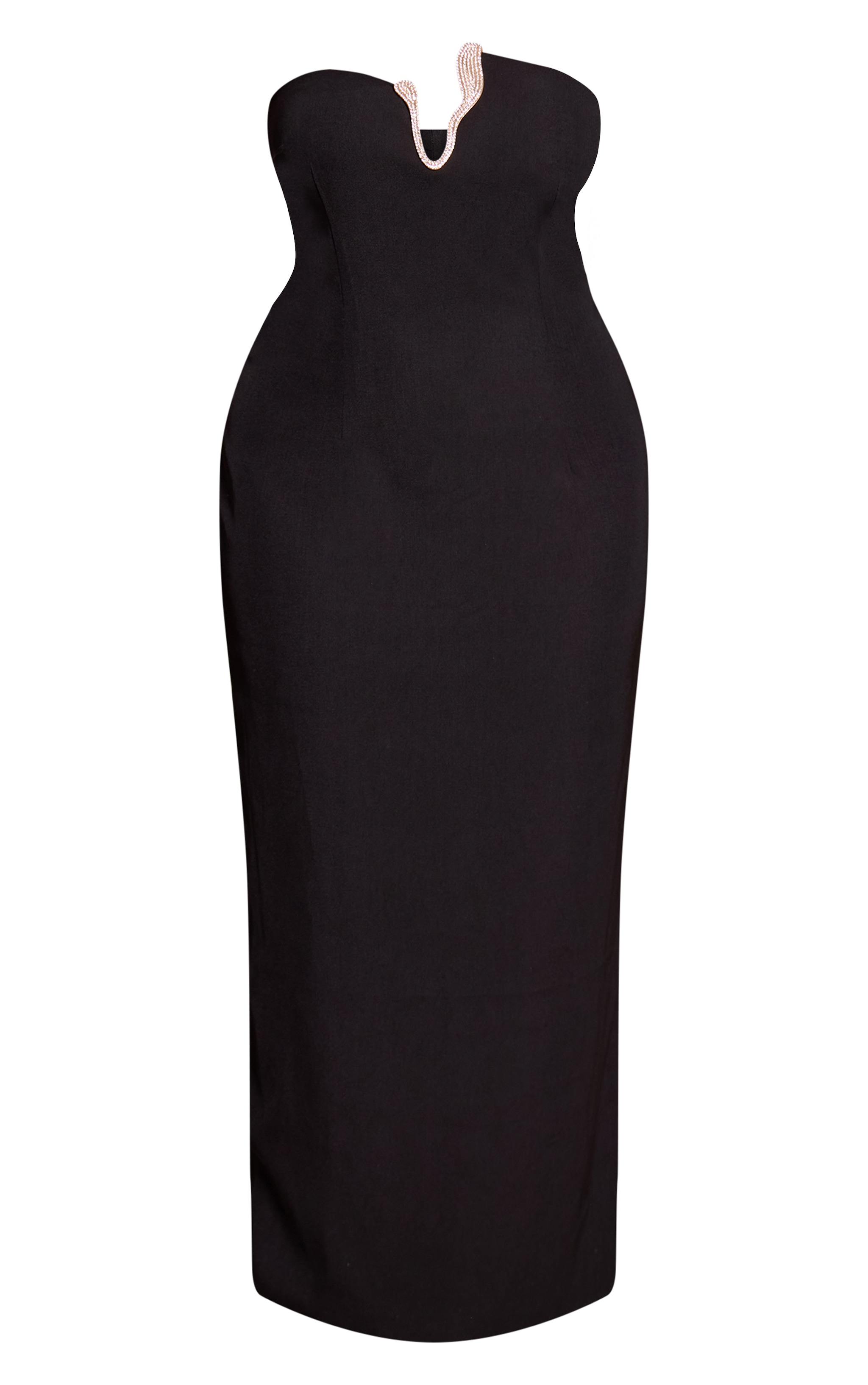 Plus Black Trim Detail Bandeau Bodycon Maxi Dress image 5