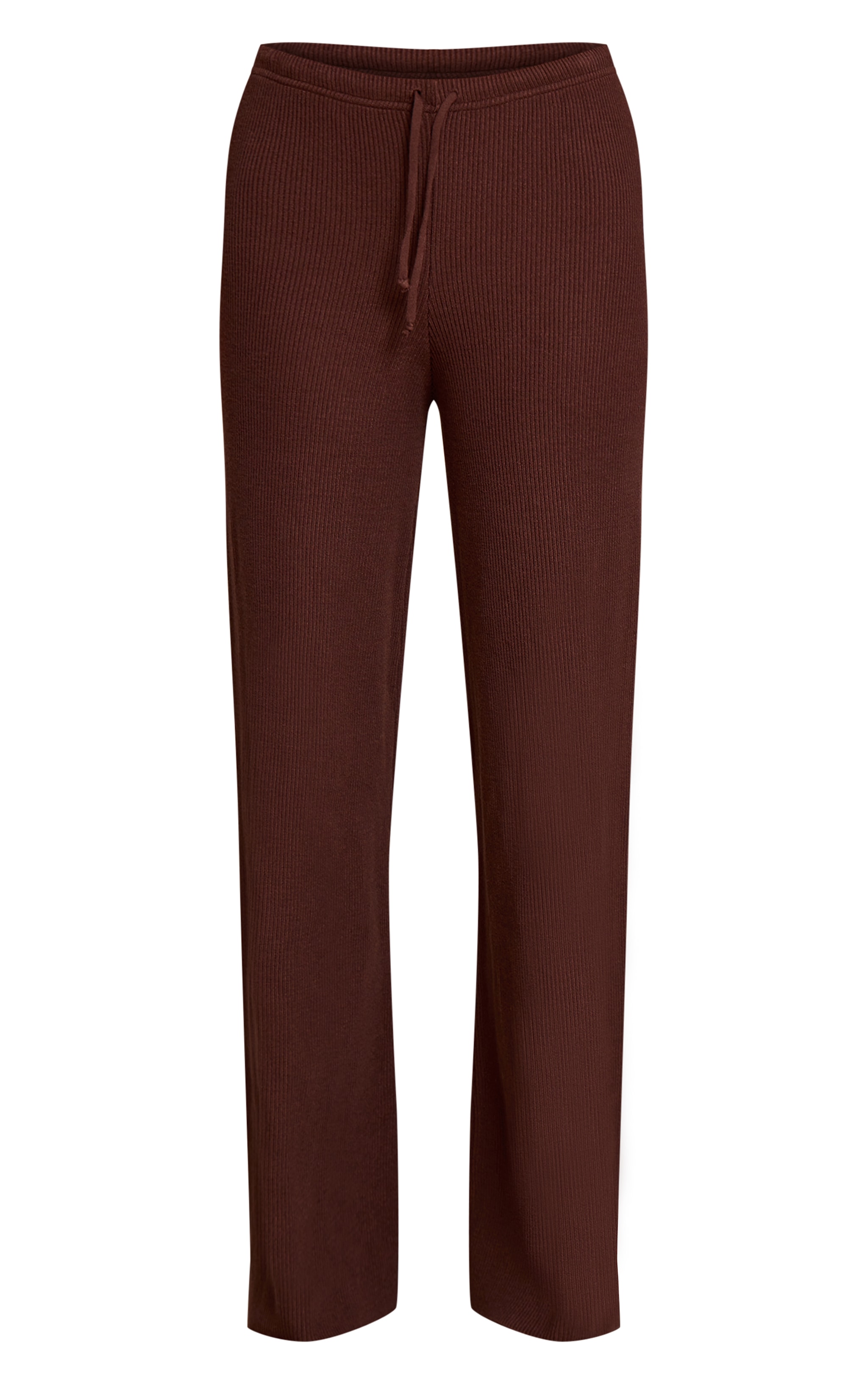 Pantalon large en maille tricot côtelée chocolat image 5