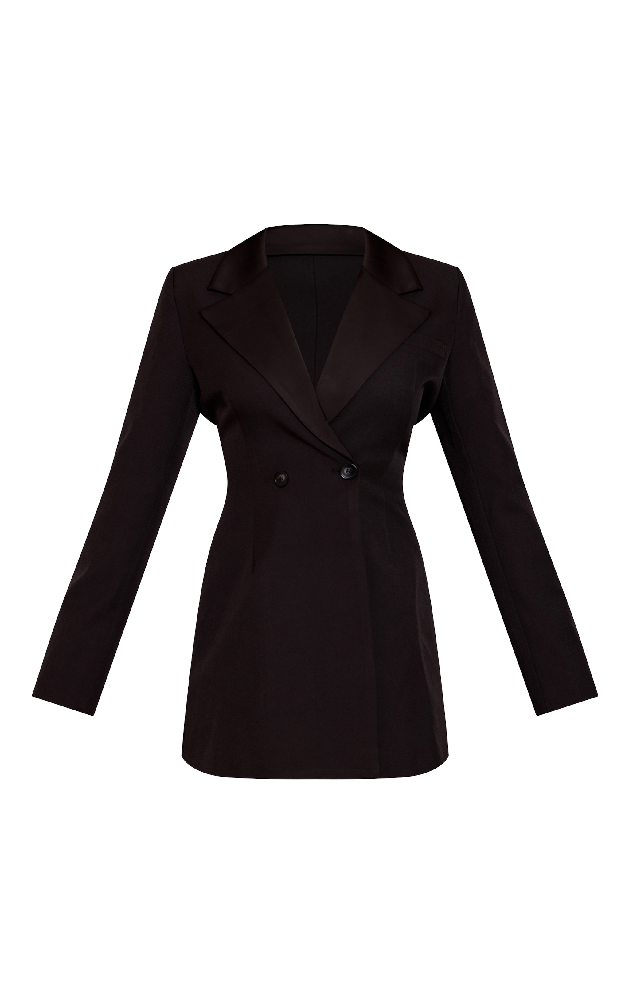 Black Woven Tailored Structured Blazer Dress image 5