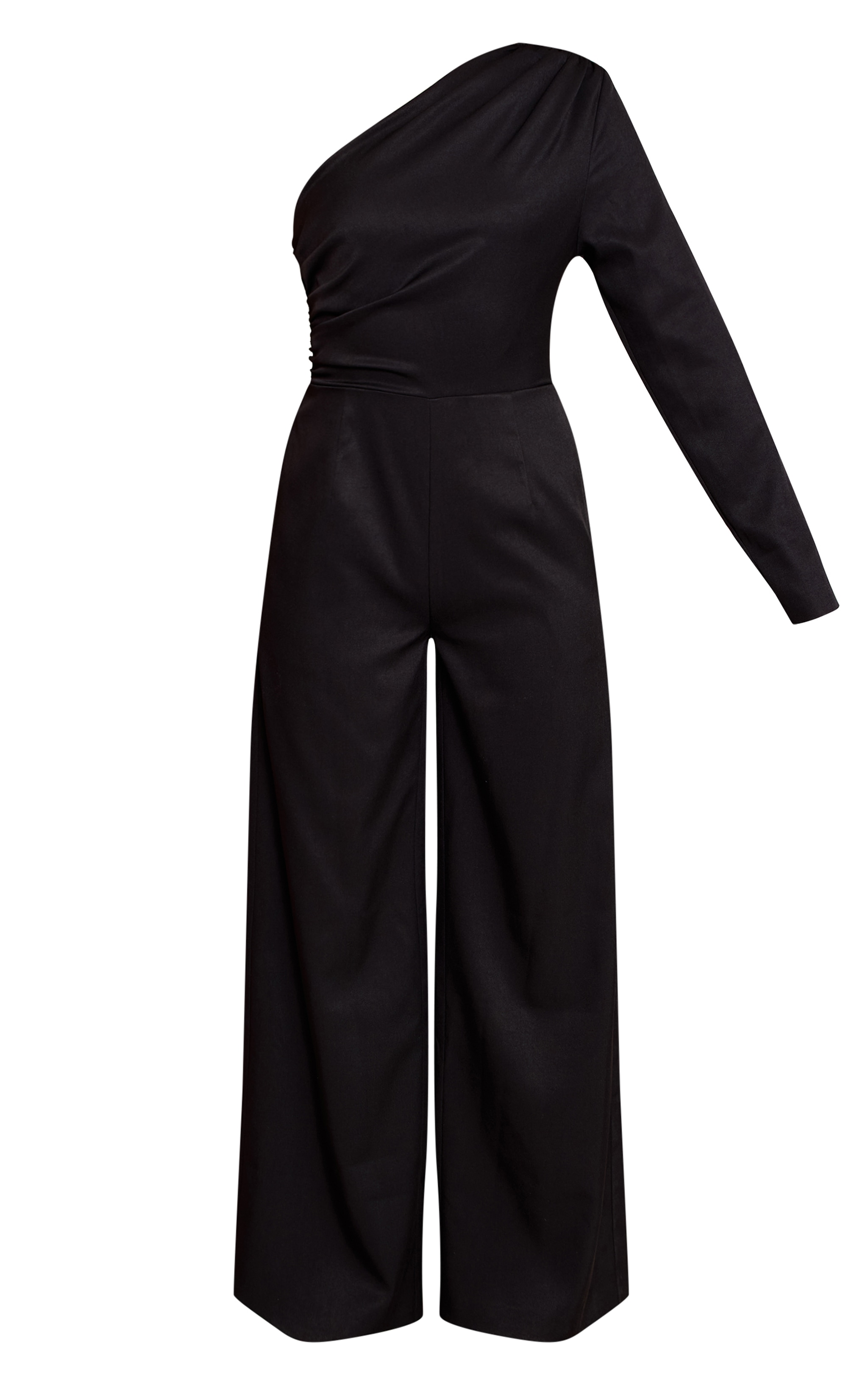 Black Woven Tailored One Sleeve Jumpsuit image 5
