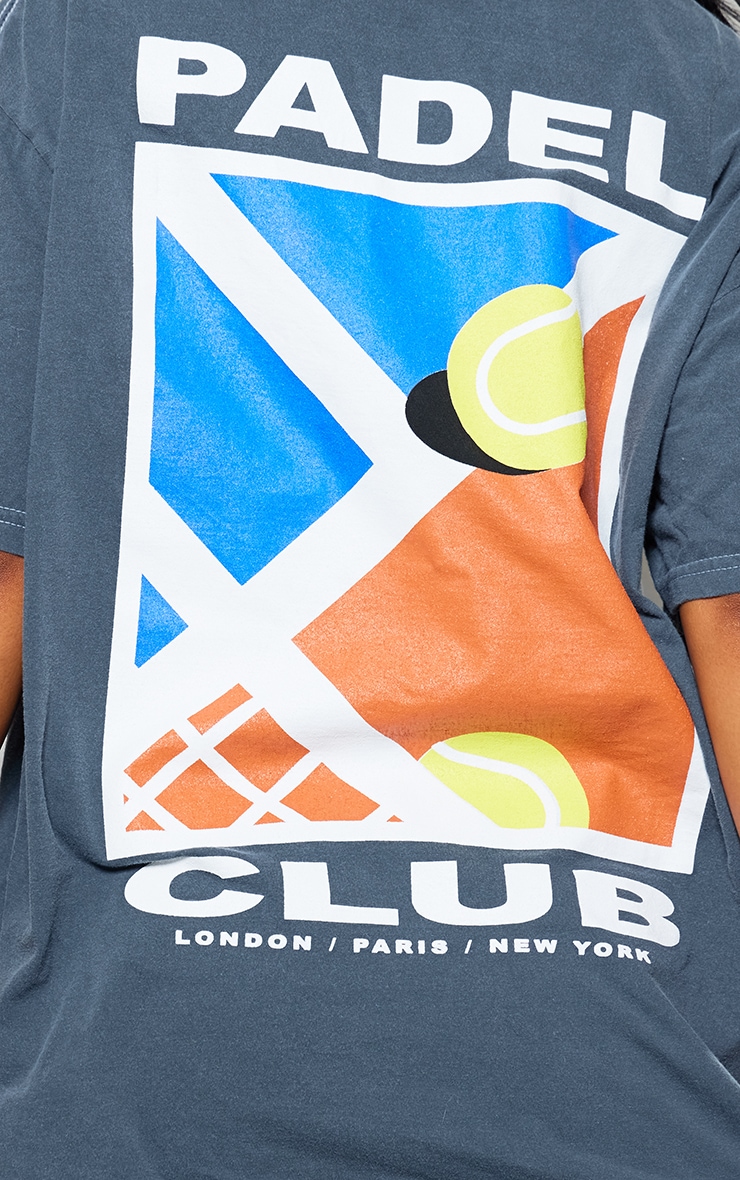 Charcoal Grey Padel Club Oversized T Shirt image 4