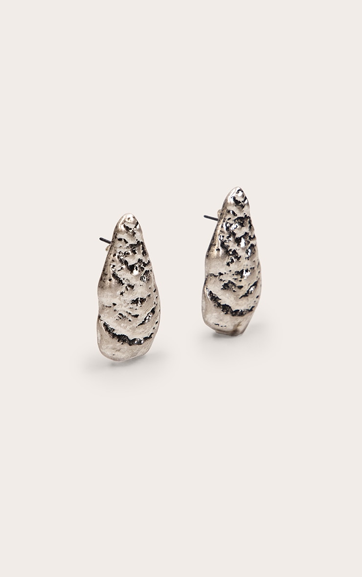 Silver Hammered Shell Earrings image 3