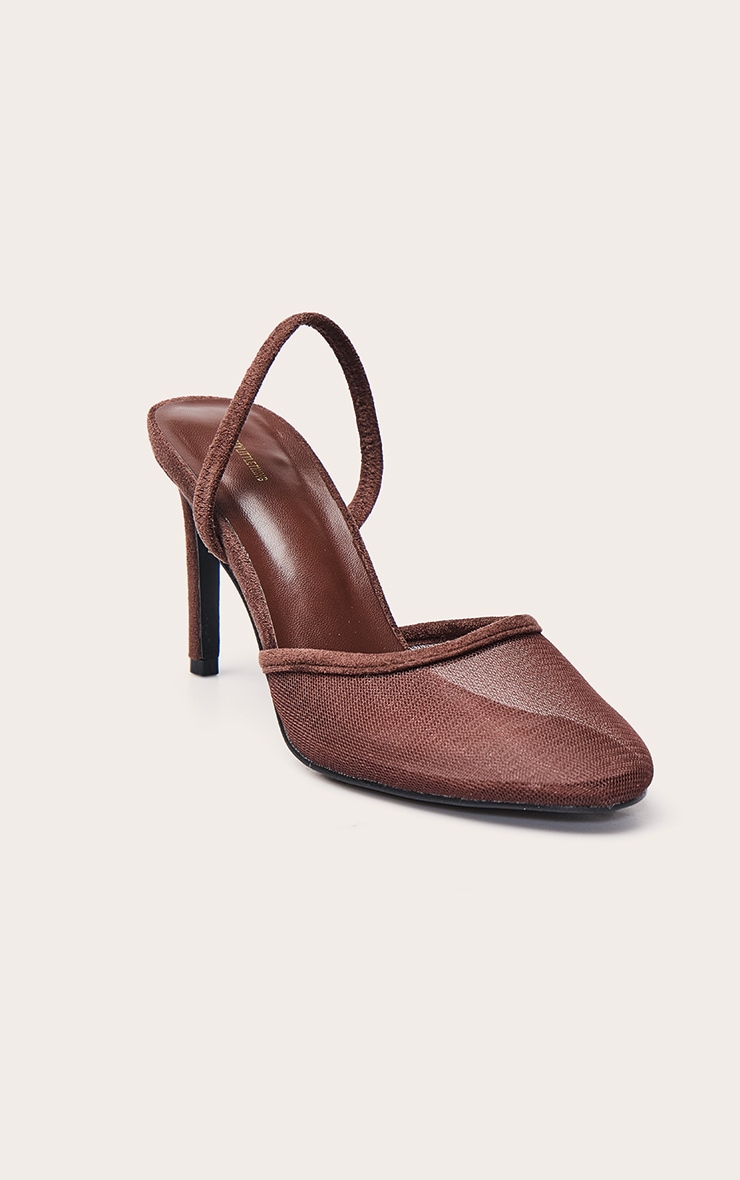 Chocolate Mesh Round Toe Sling Back image 3